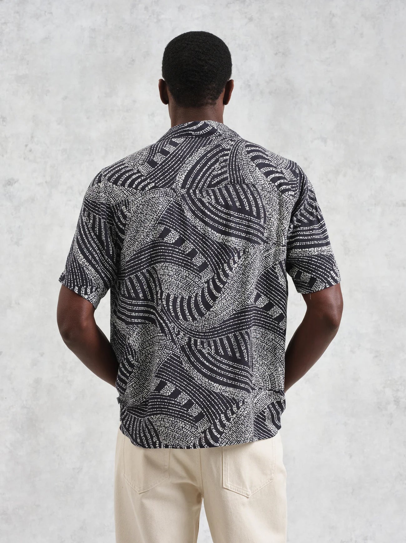 Mens Navy Ecru Didcot Dotted Swirl Shirt