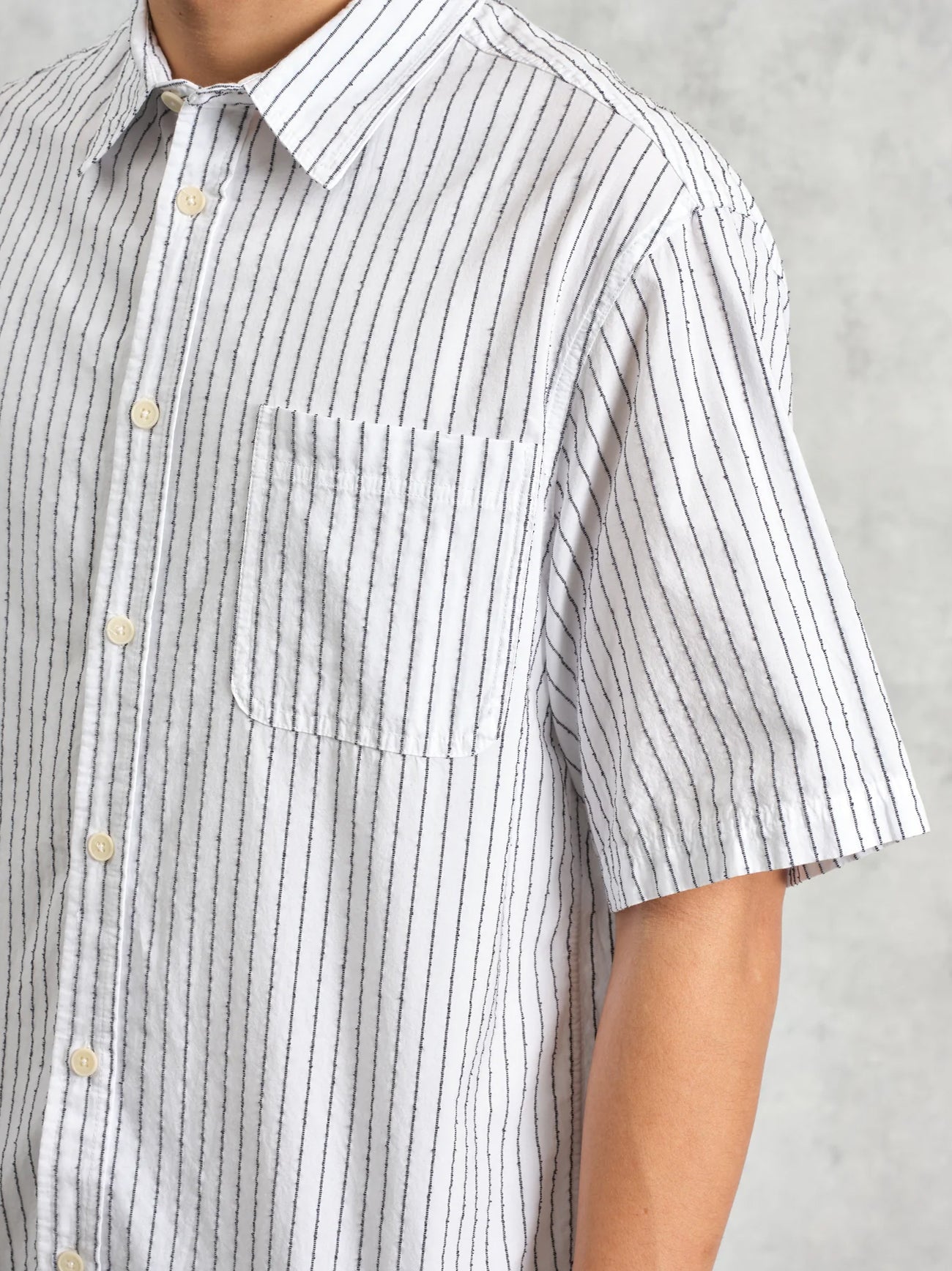 Mens White Kew Stripe Shirt