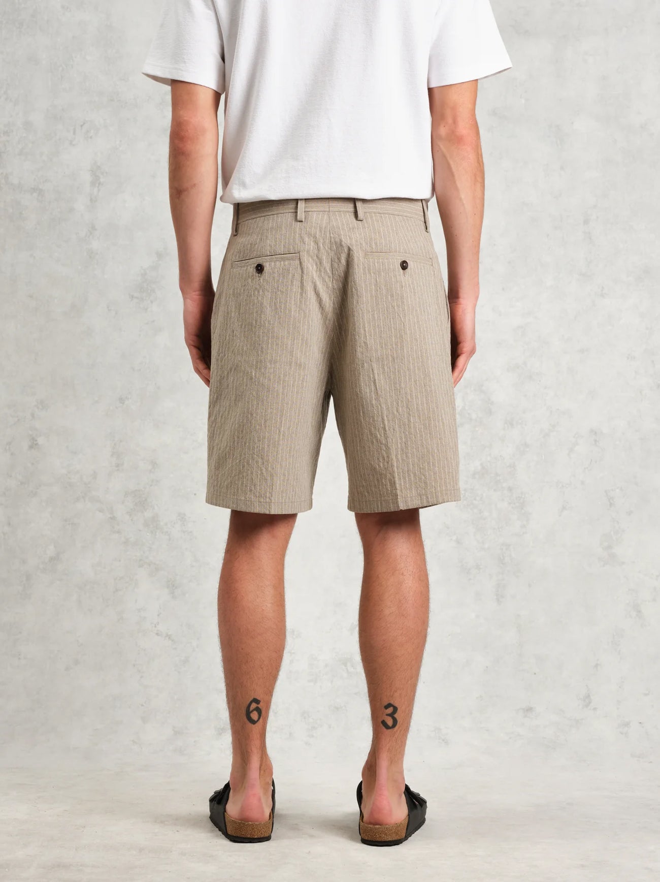 Mens Natural Linton Chalk Stripe Short