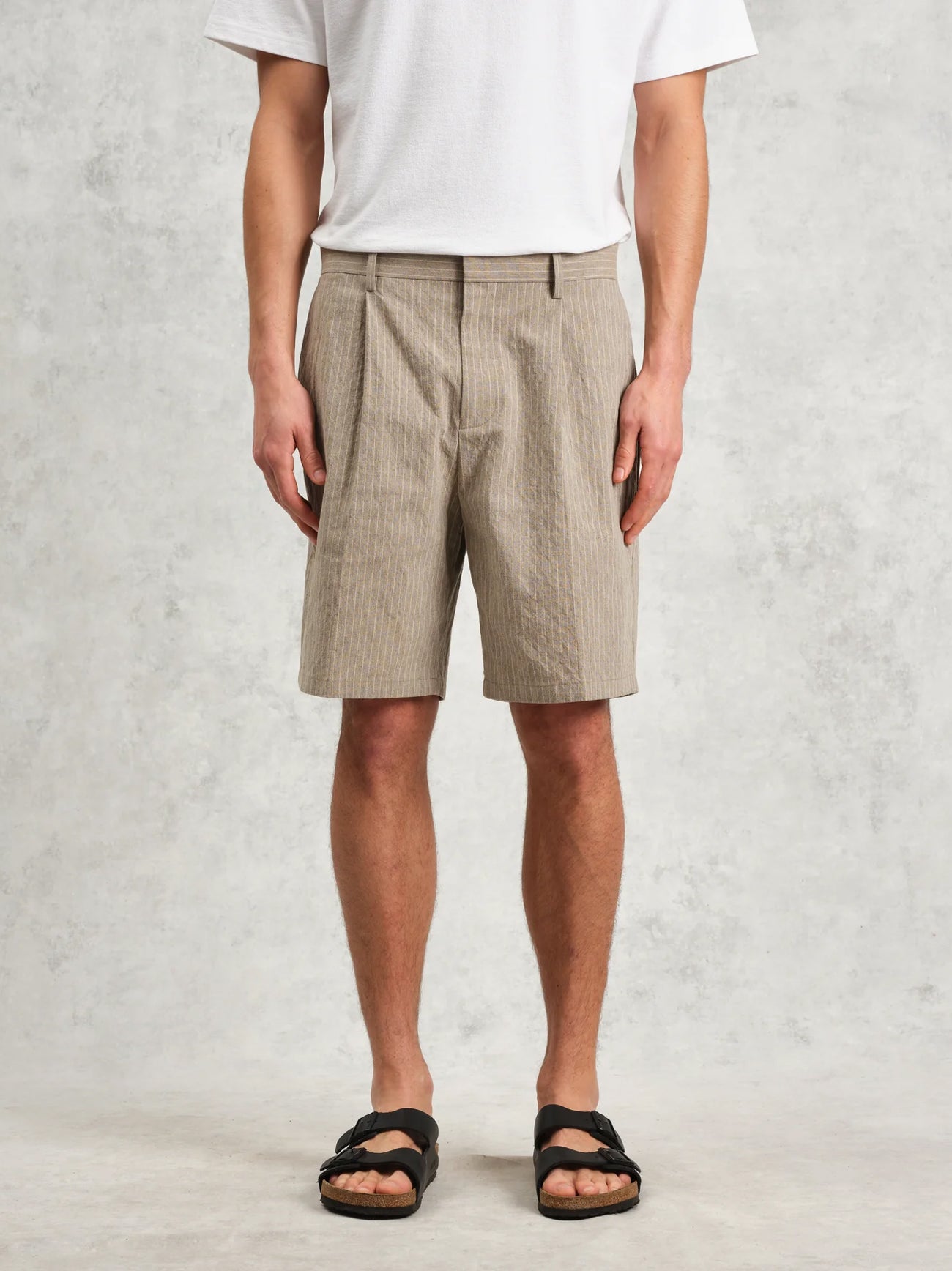 Mens Natural Linton Chalk Stripe Short