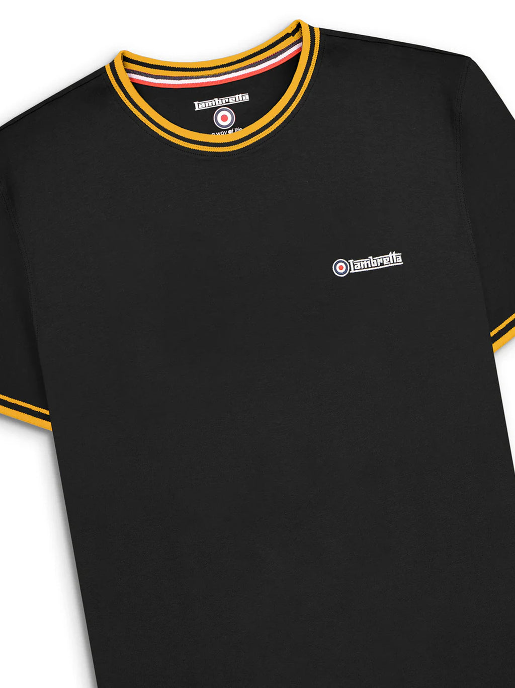 Mens Black Gold Tipped Pique T-Shirt