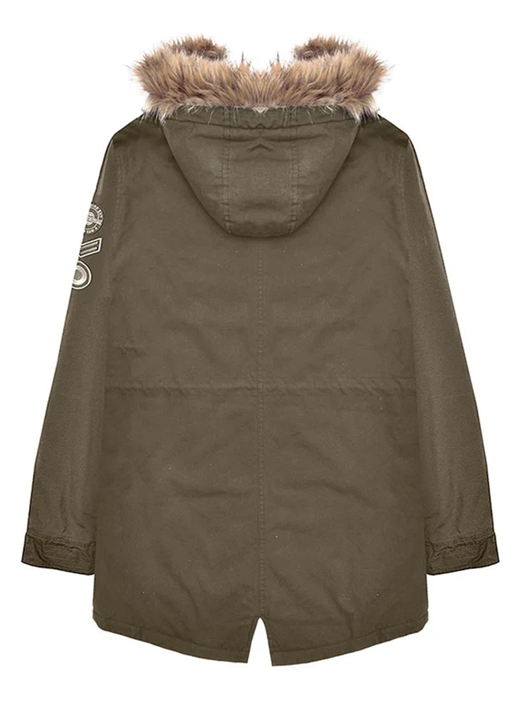 Mens Khaki Sherpa Lined Parka Jacket
