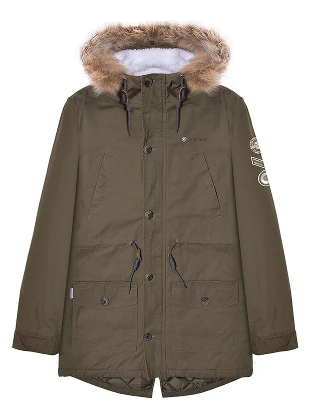 Mens Khaki Sherpa Lined Parka Jacket