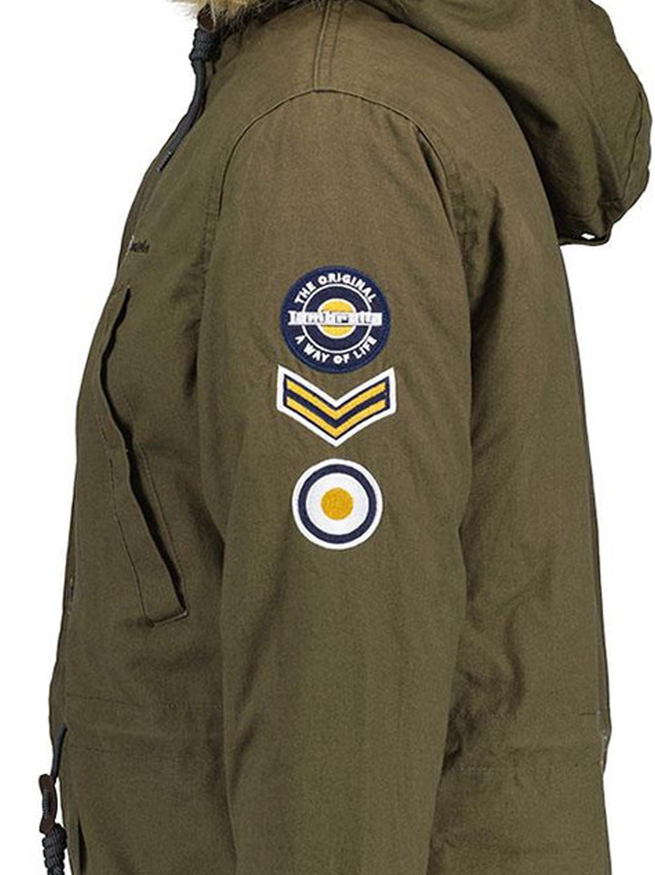 Mens Khaki Sherpa Lined Parka Jacket