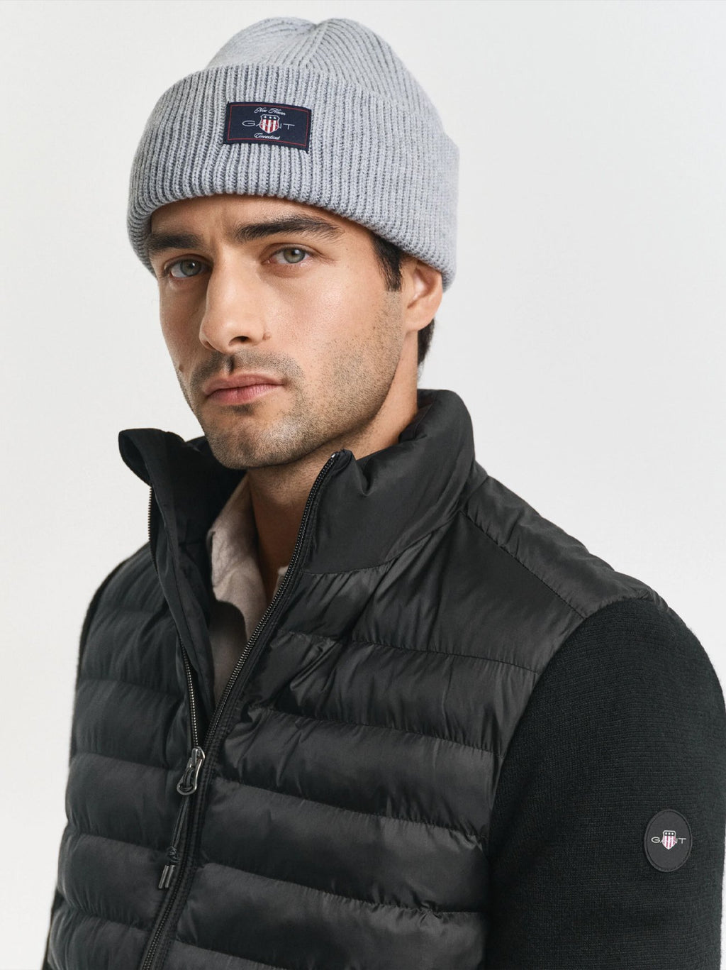 Mens Black Mixed Media Jacket