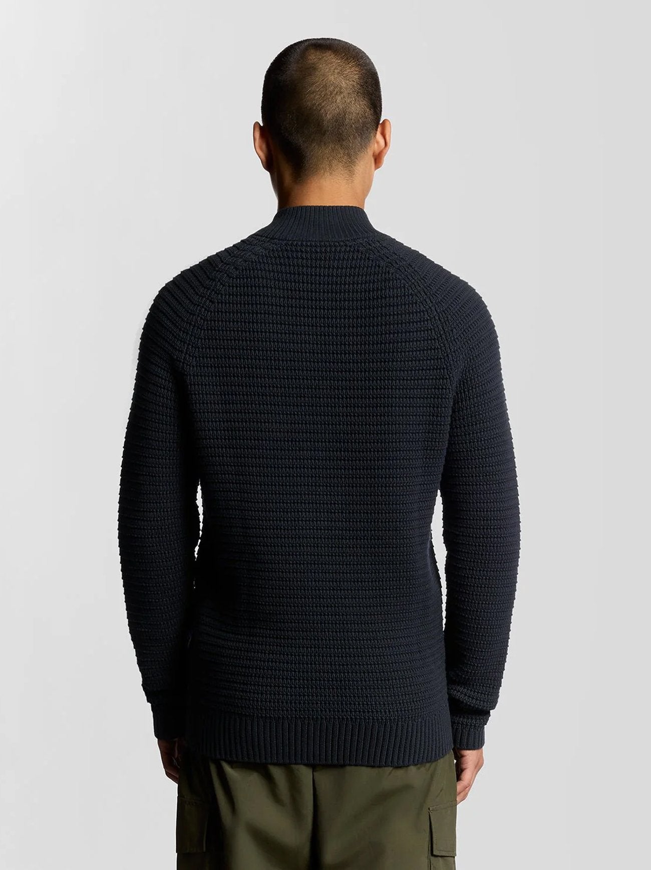 Mens Dark Navy Button Through Funnel Neck Jumper