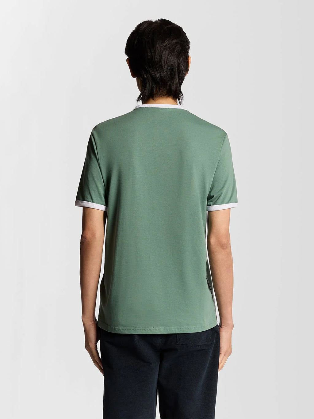 Mens Agave Green White Ringer T-Shirt
