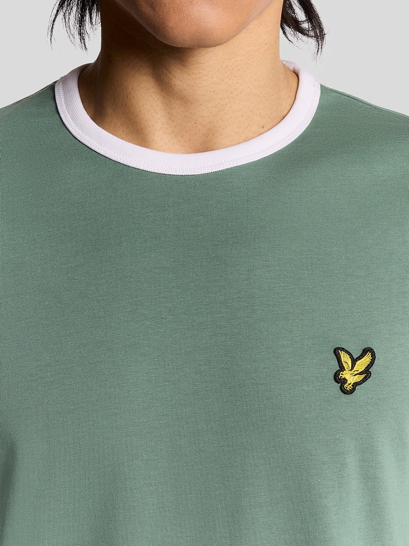 Mens Agave Green White Ringer T-Shirt