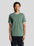 Mens Agave Green White Ringer T-Shirt