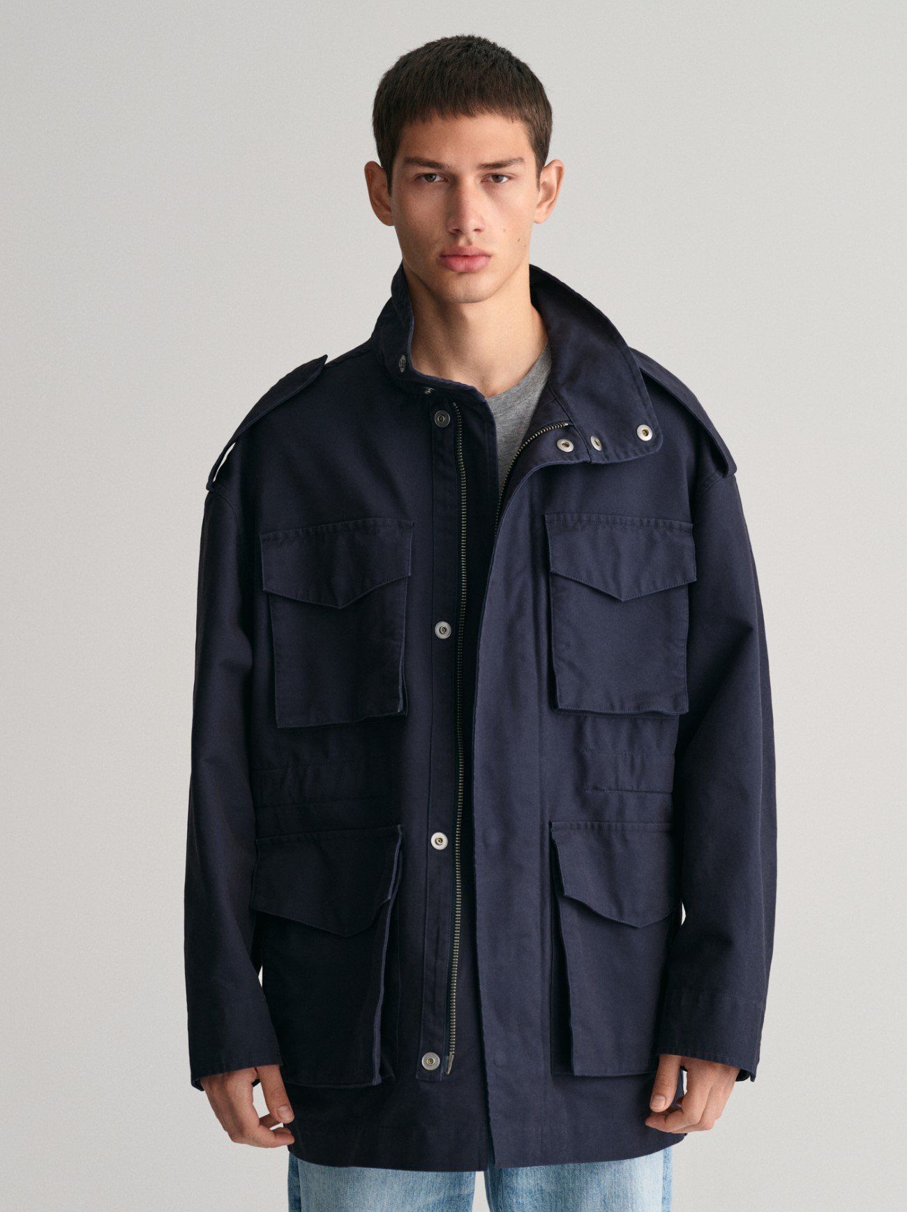 Mens Evening Blue Cotton Field Jacket