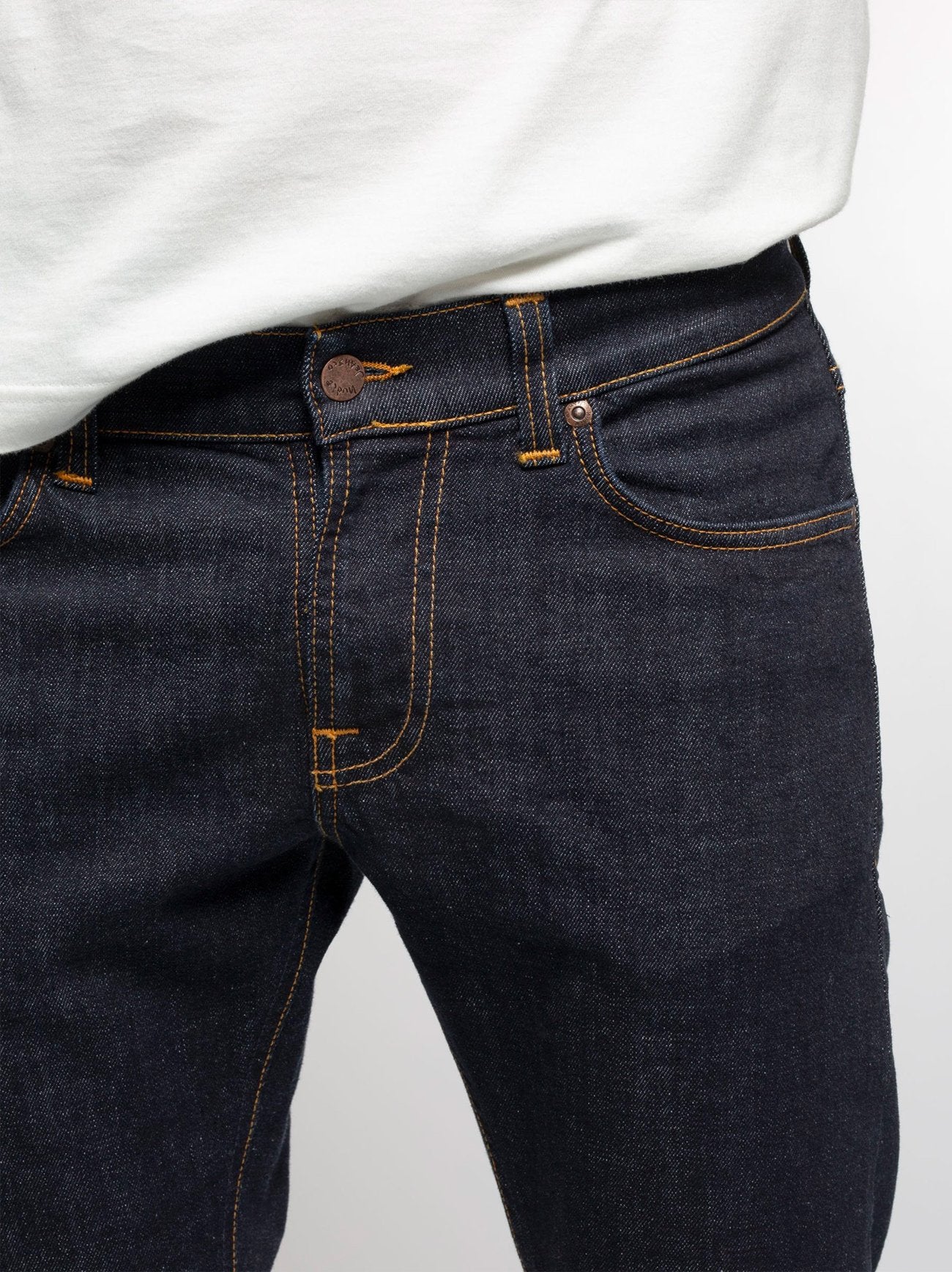 Mens Dark Blue Wash Tight Terry Rinse Twill Jean