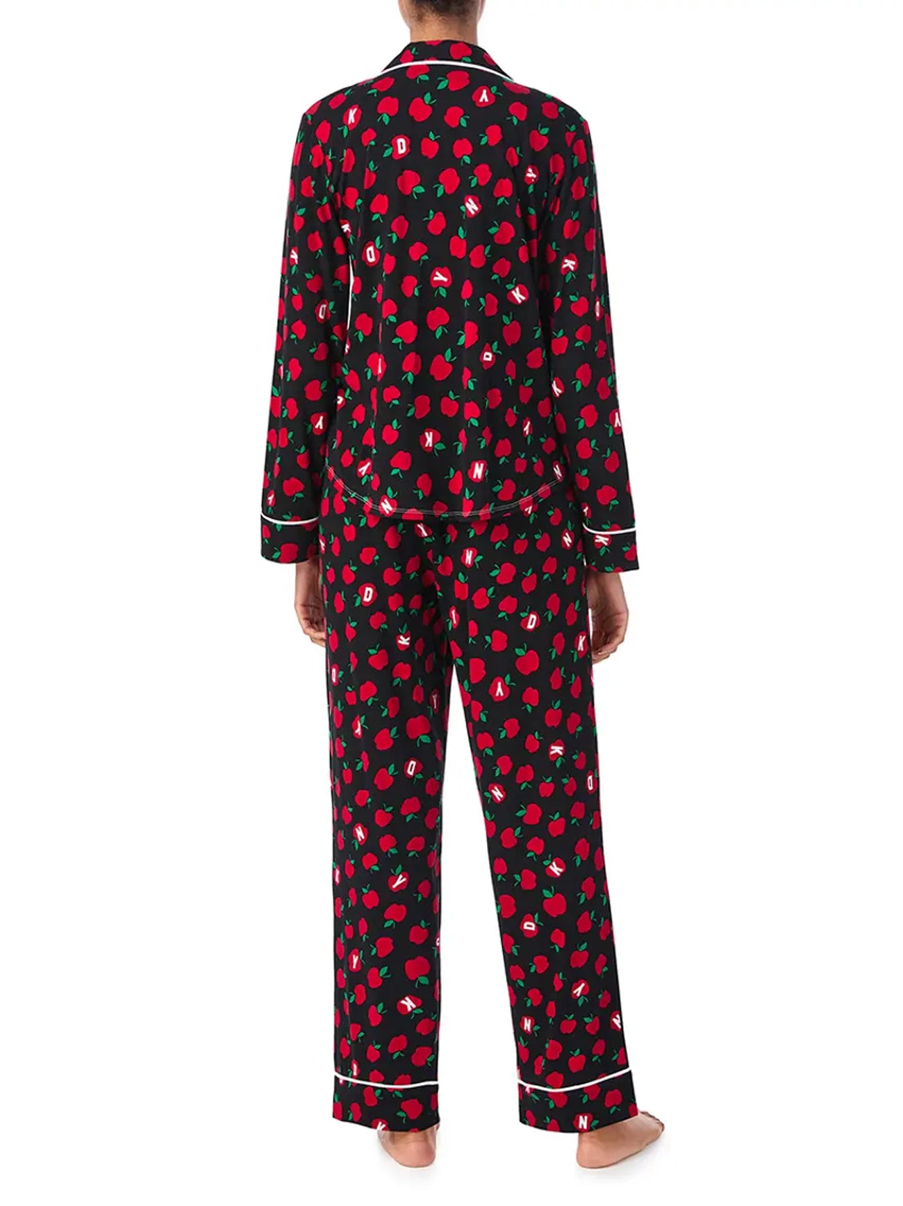 Womens Black Red Apple Pyjama Set