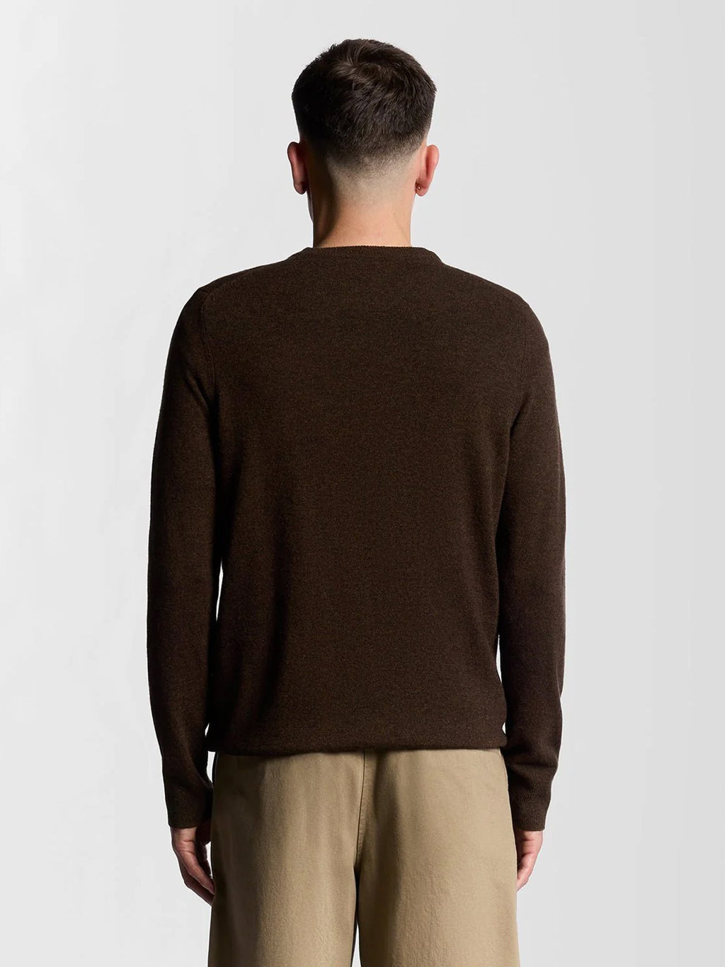 Mens Bottle Brown Marl Lambswool Blend Crew Neck Jumper