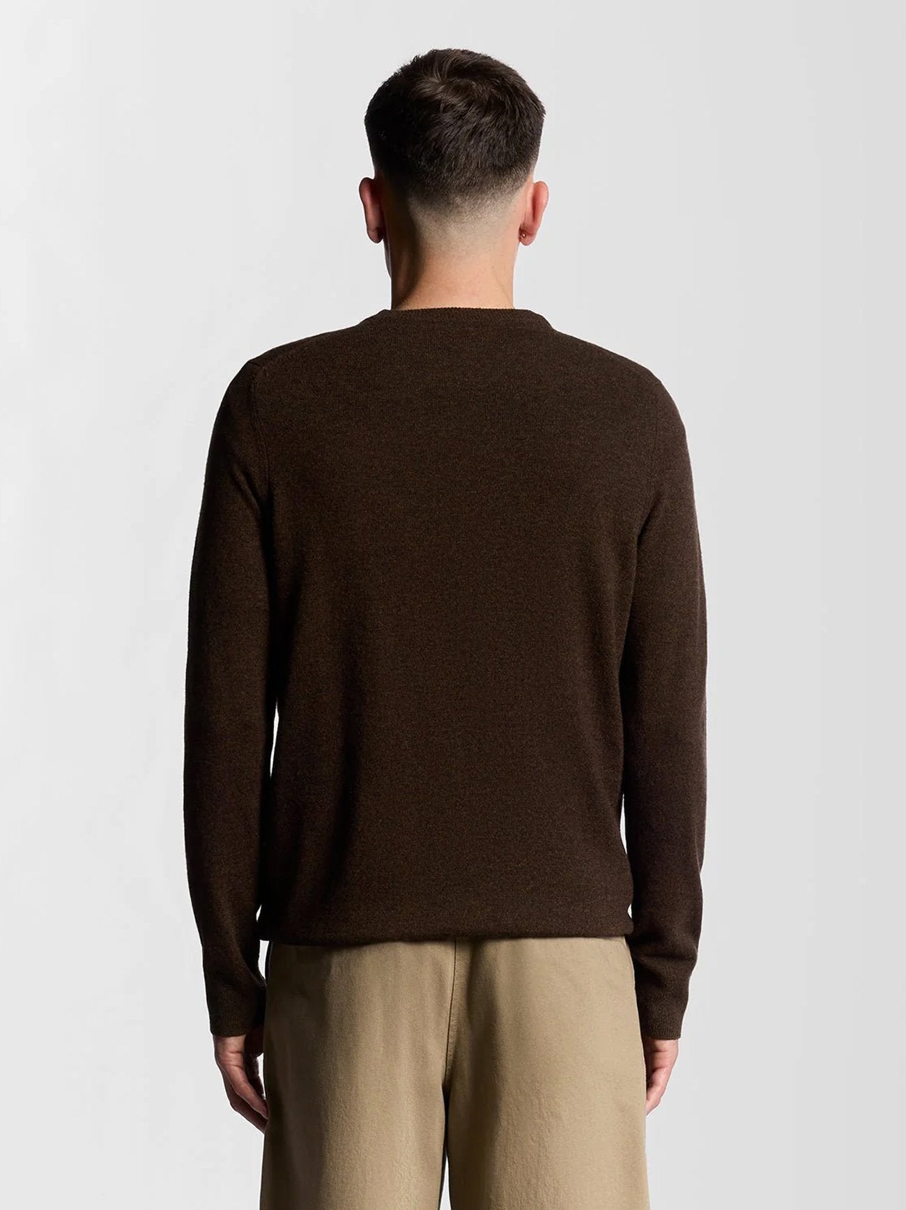 Mens Bottle Brown Marl Lambswool Blend Crew Neck Jumper
