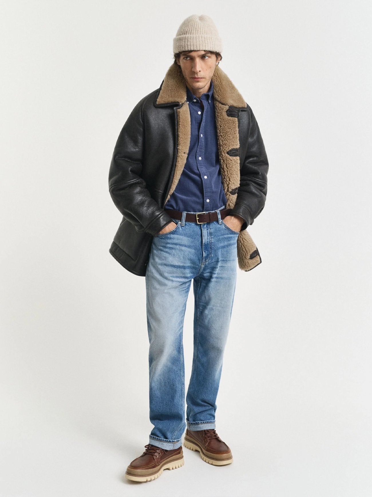 Mens Naval Blue Regular Fit Cotton Corduroy Overshirt