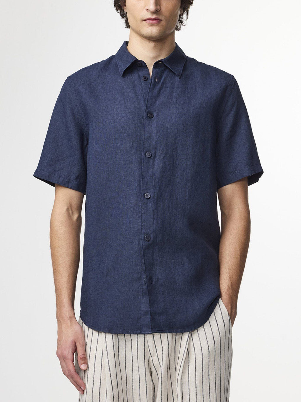 Mens Navy Blue Enzo Classic Collar Shirt