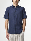 Mens Navy Blue Enzo Classic Collar Shirt