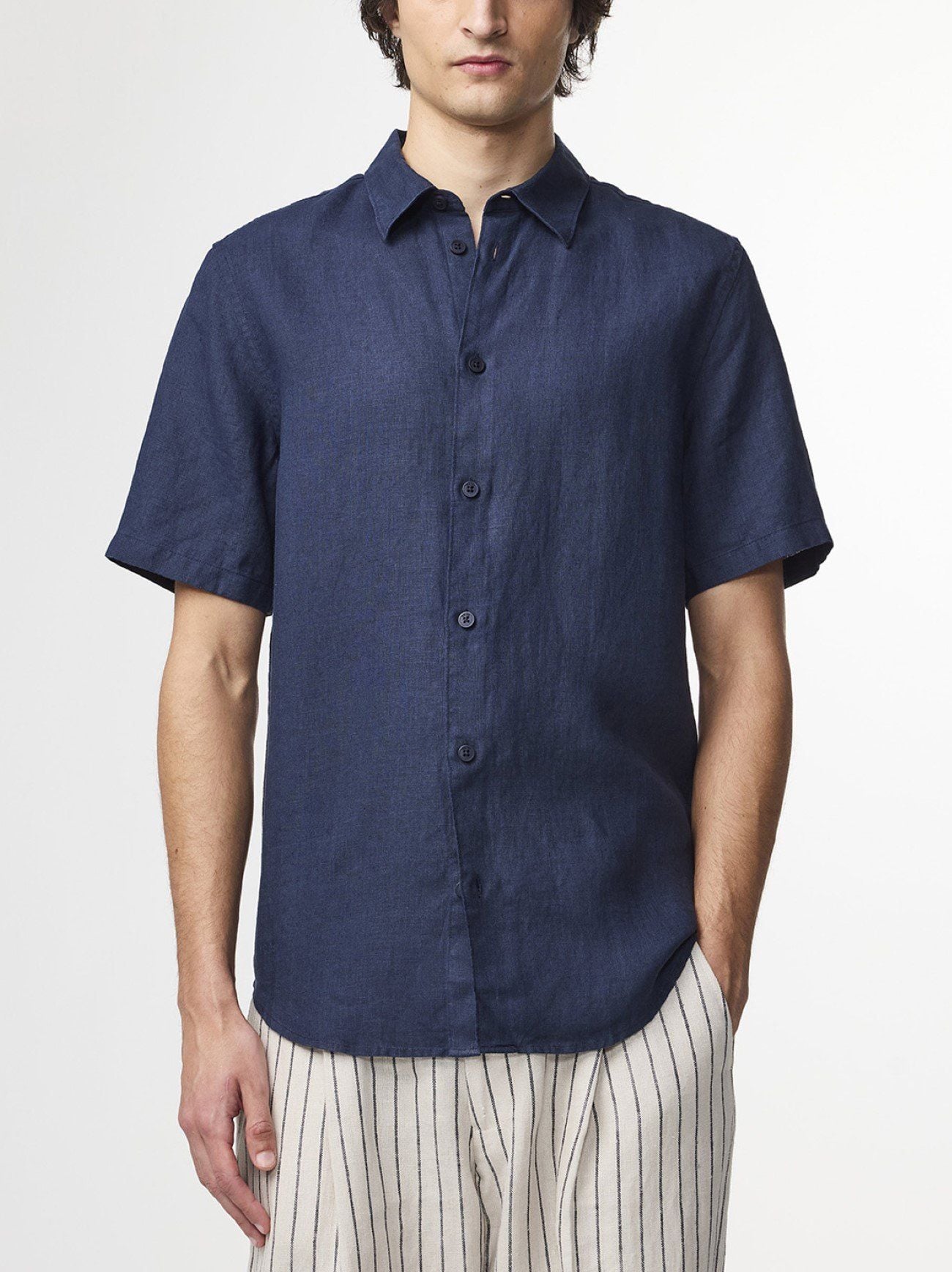 Mens Navy Blue Enzo Classic Collar Shirt