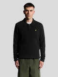 Mens Jet Black Marl Lambswool Blend Rugby Jumper