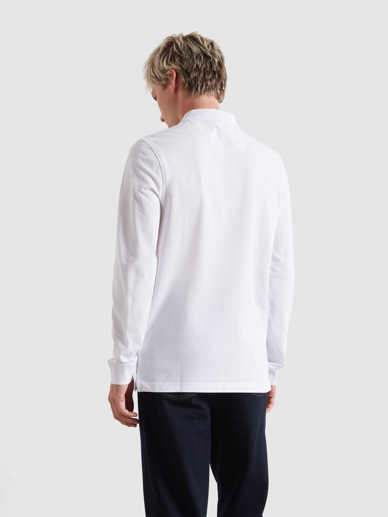 Mens White Blaines Long Sleeve Polo Shirt