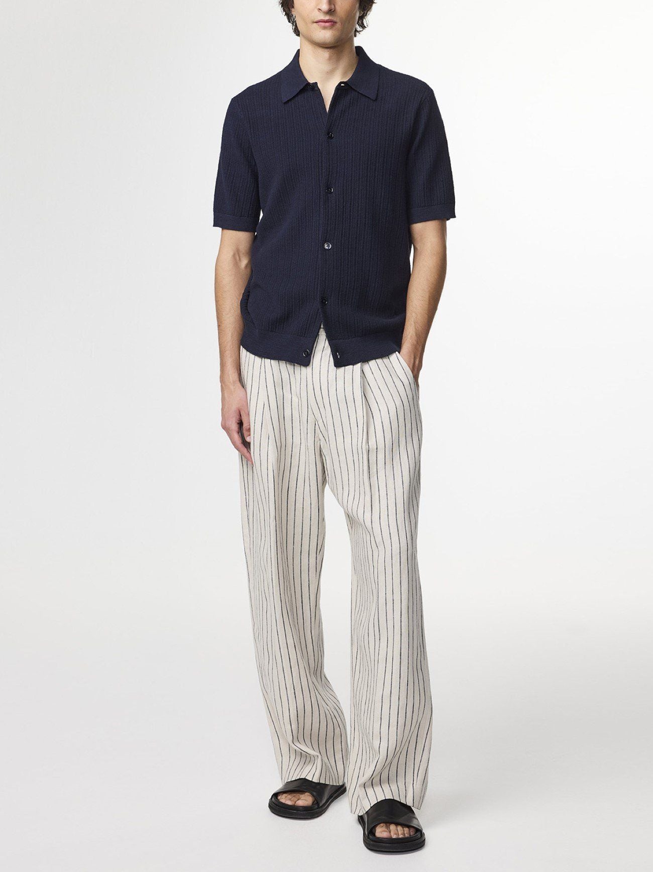 Mens Navy Blue Nolan Polo Cardigan