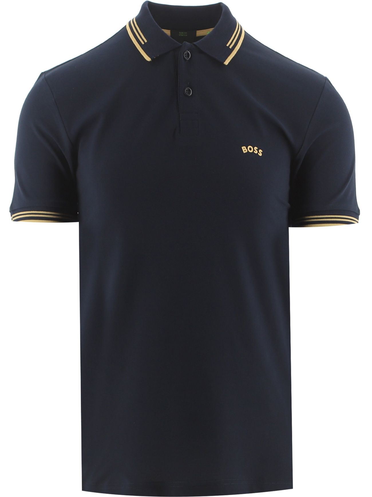 Mens Dark Blue Paul Curved Logo Golf Polo Shirt