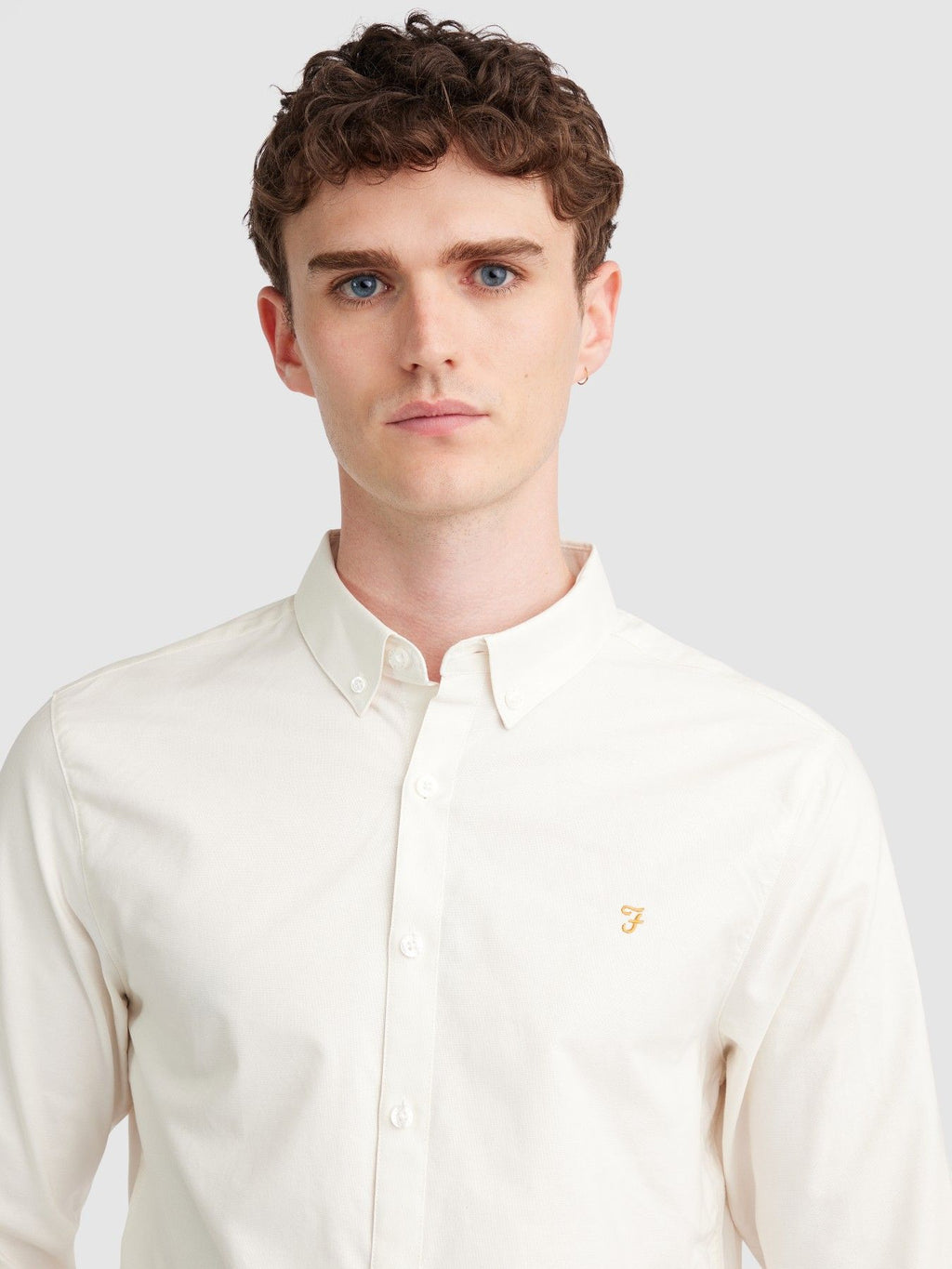 Mens Ecru Brewer Long Sleeve Shirt