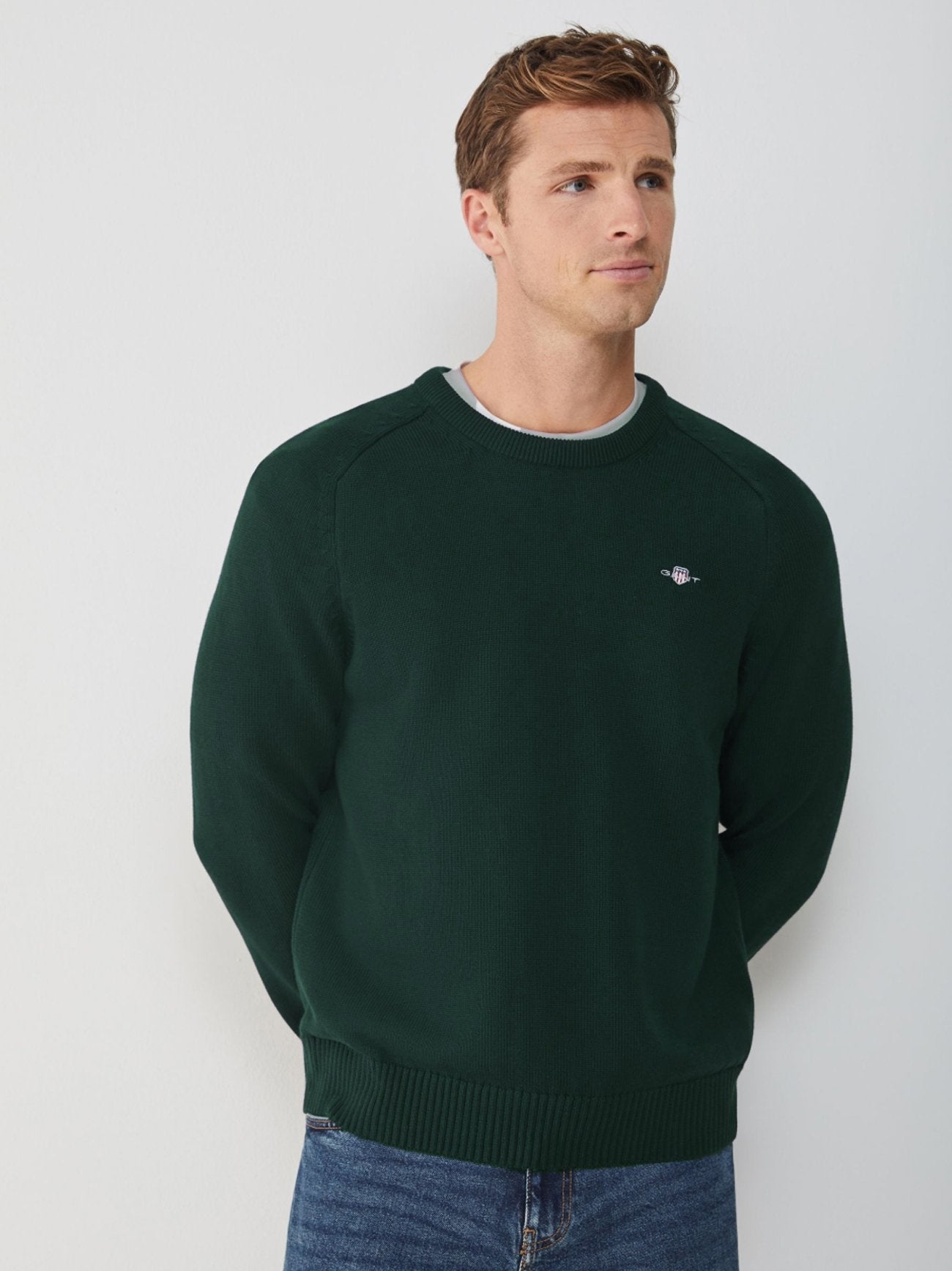 Mens Tartan Green Casual Cotton Crew Neck Sweatshirt