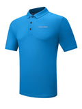 Mens Blue Cotton Blend Stretch Polo Shirt