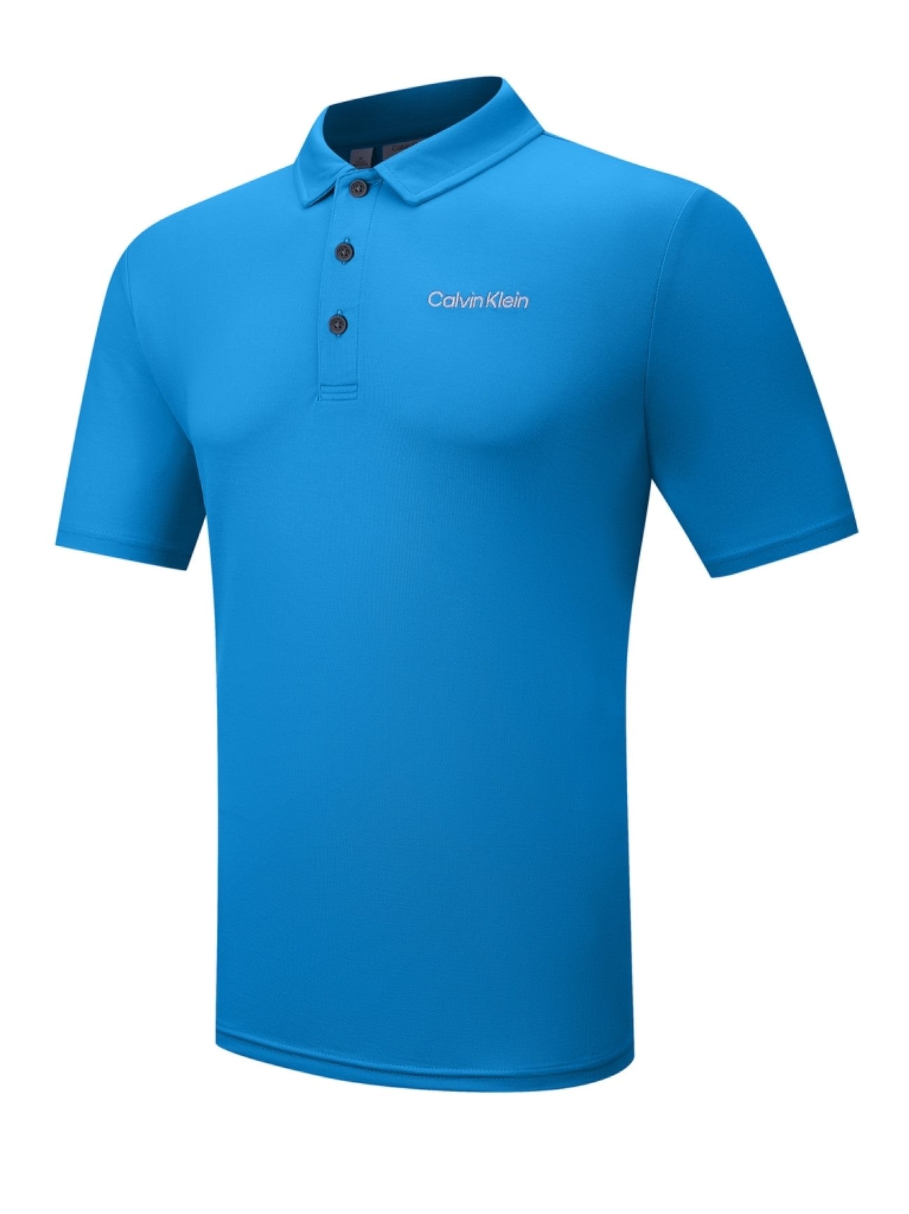 Mens Blue Cotton Blend Stretch Polo Shirt