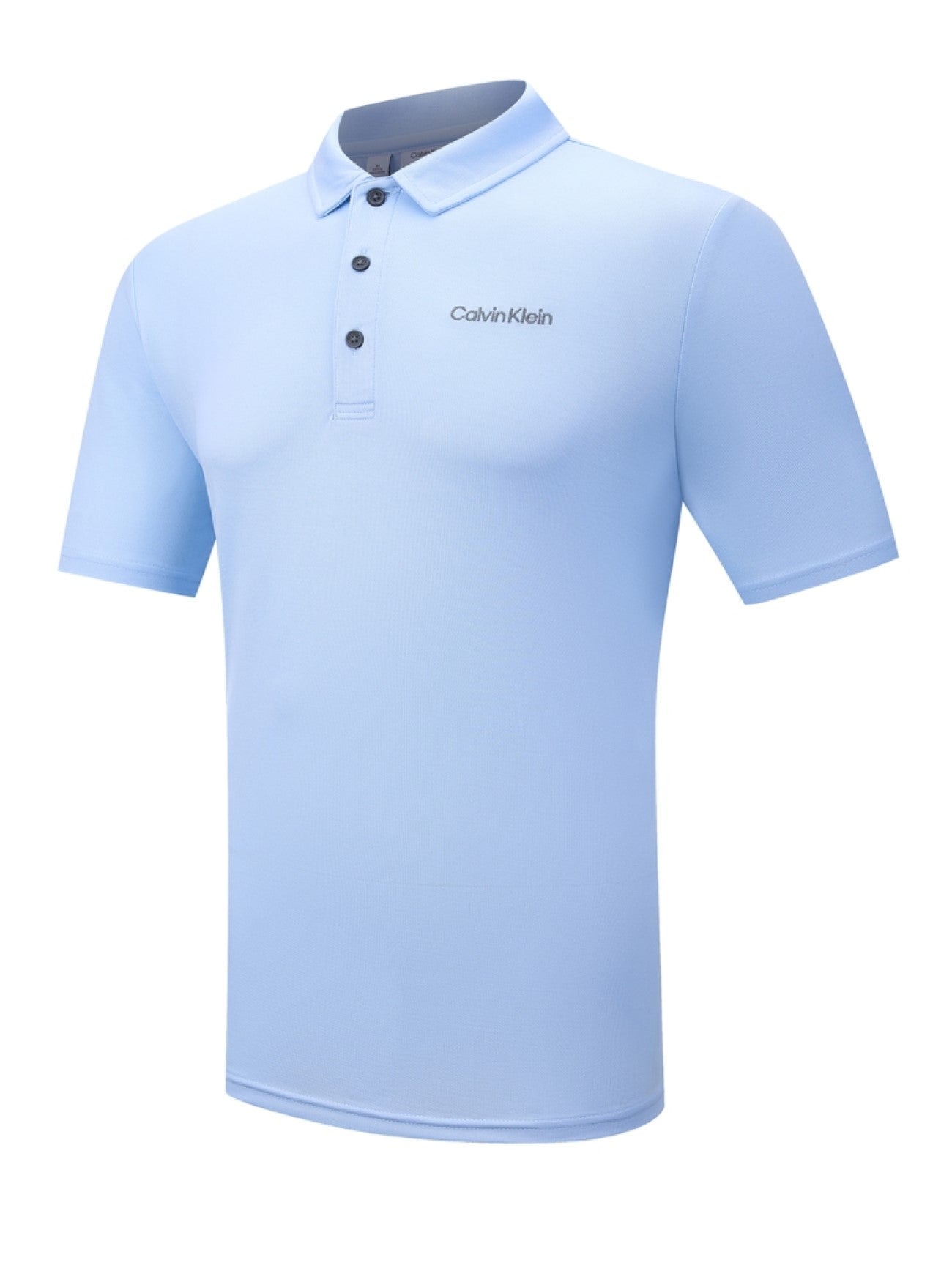Mens Pale Blue Cotton Blend Stretch Polo Shirt