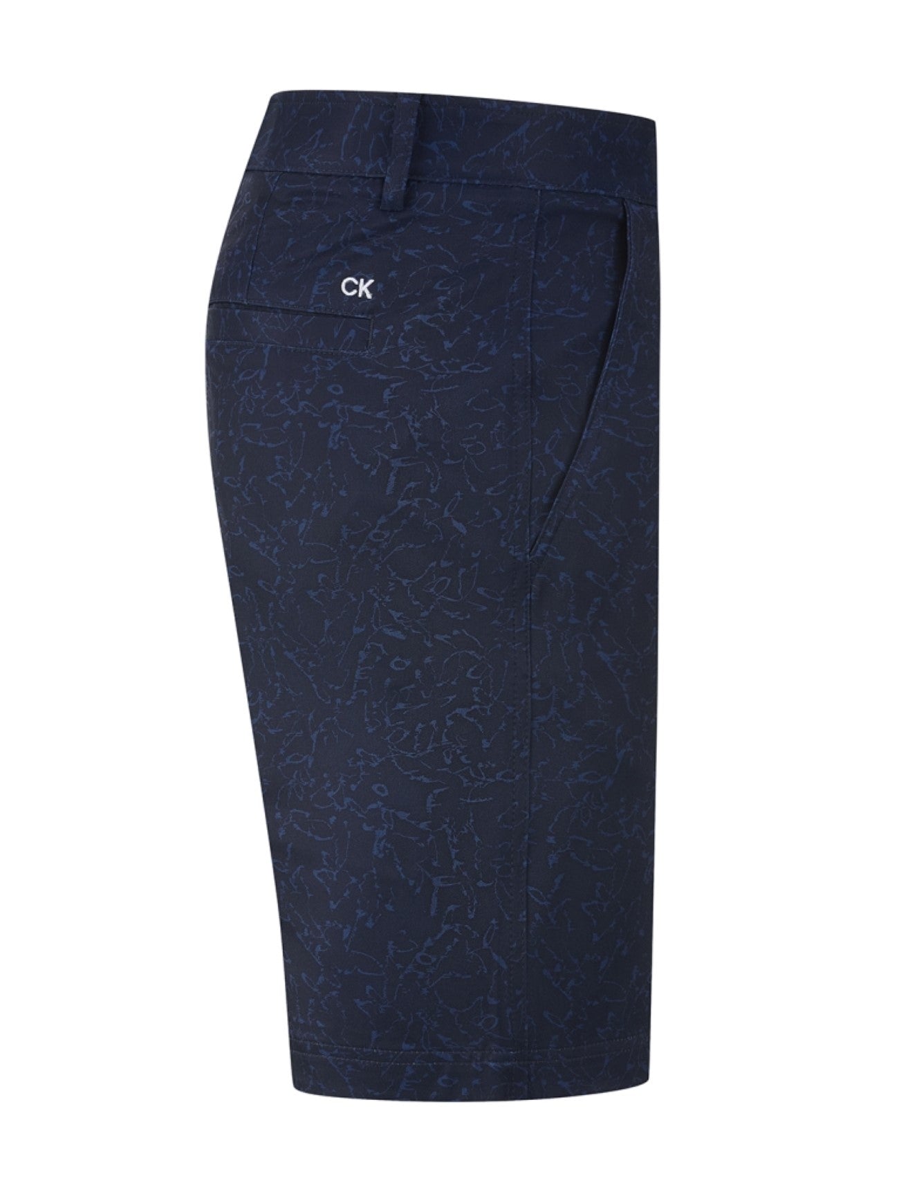 Mens Navy Printed Stretch Lightweight Short