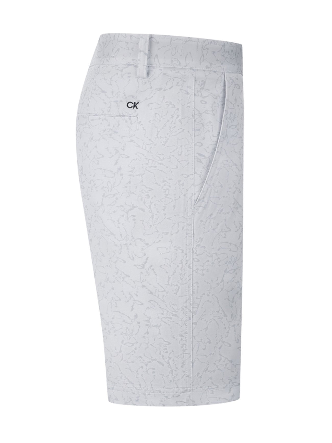 Mens White Printed Stretch Lightweight Short