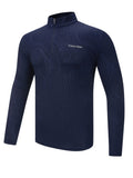 Mens Navy Printed 1/4 Zip Midlayer Sweatshirt