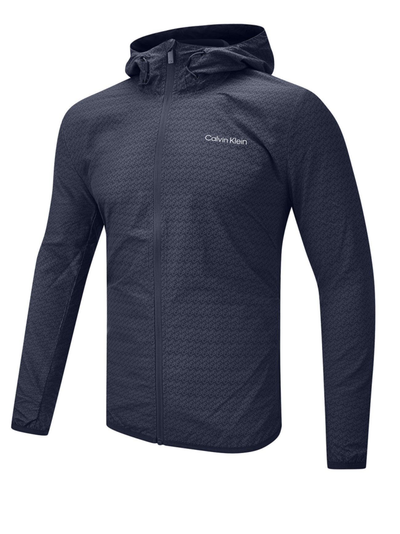 Mens Navy Printed Water Repellent Windbreaker Jacket