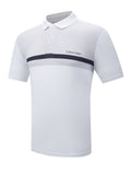 Mens White Jacquard Grid Print Polo Shirt
