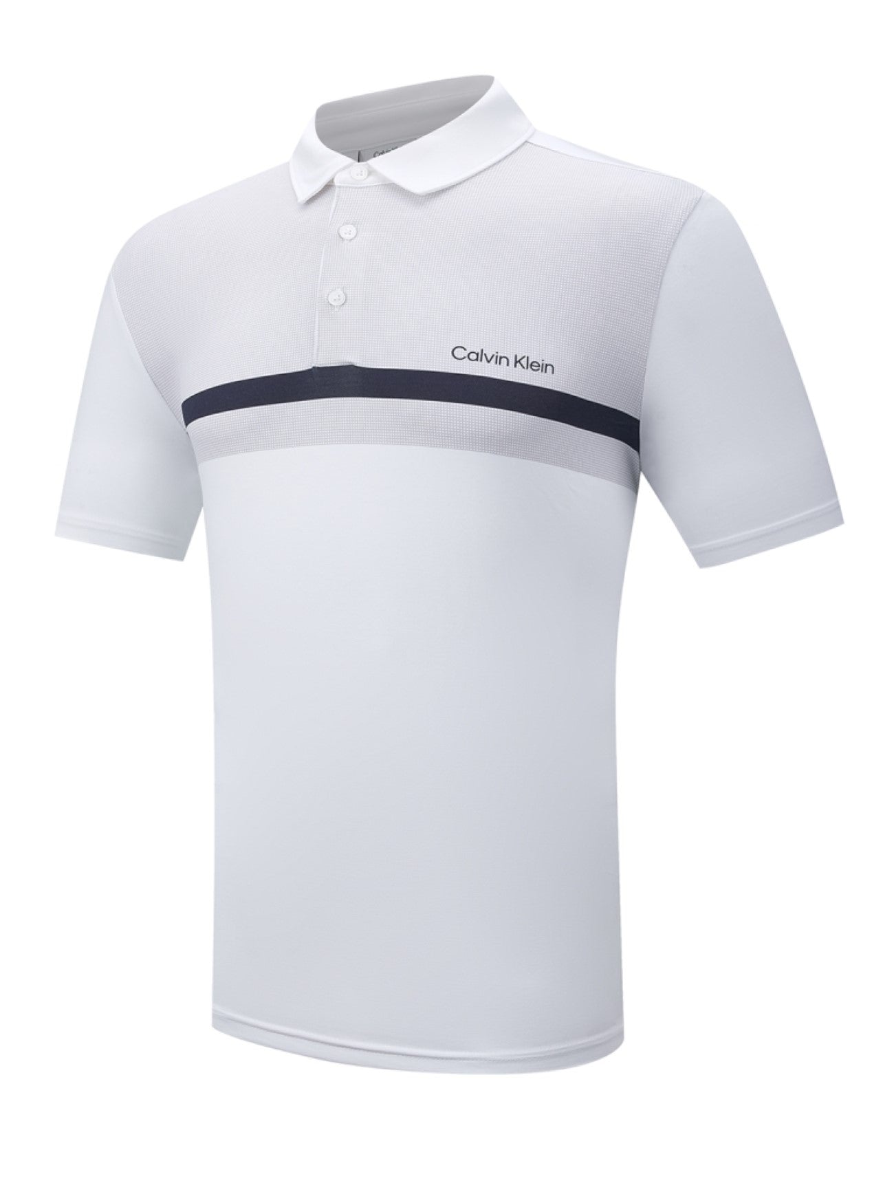 Mens White Jacquard Grid Print Polo Shirt