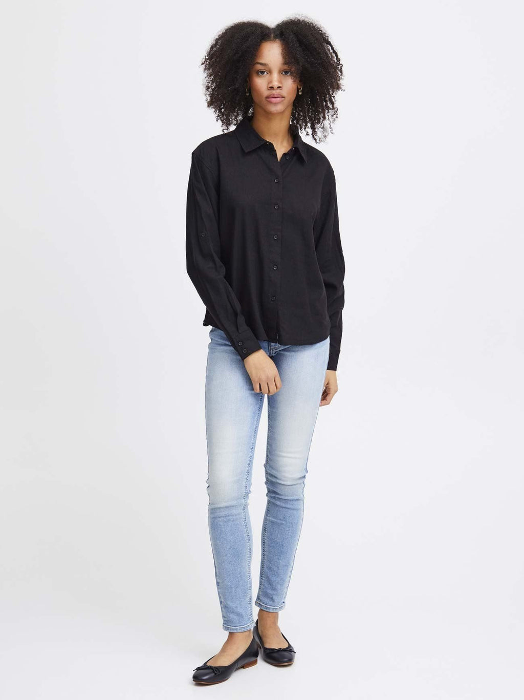Womens Black Lino Shirt