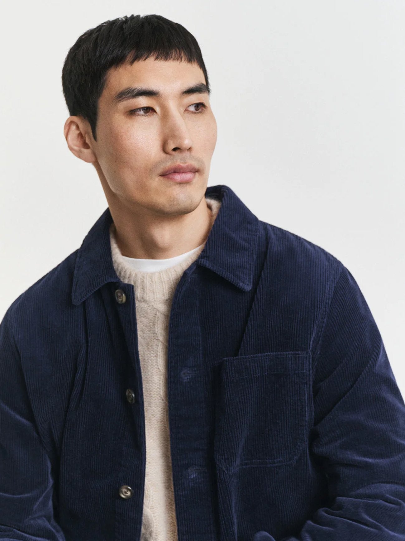 Mens Evening Blue Regular Fit Corduroy Overshirt