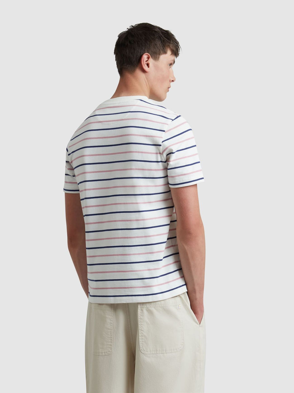 Mens Ecru Stacy Stripe Pocket T-Shirt