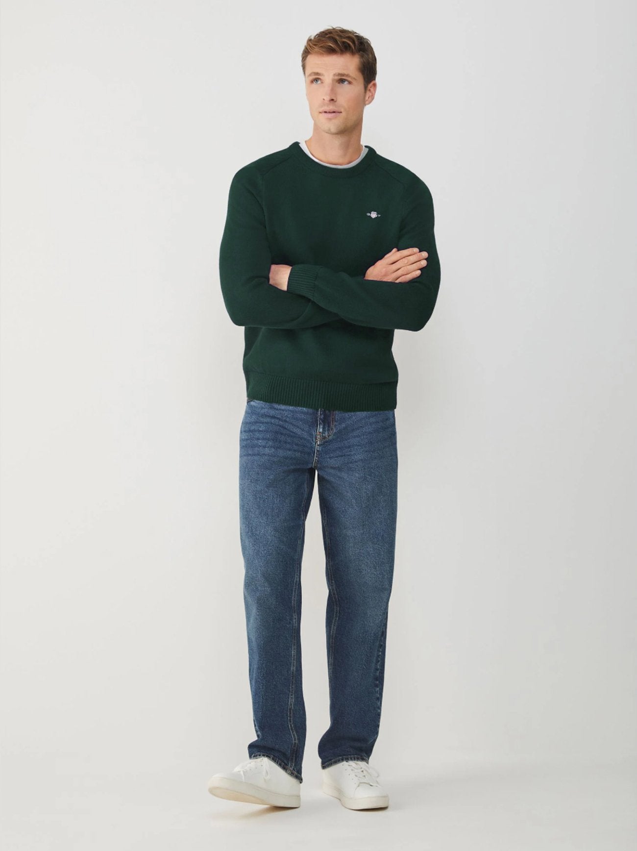 Mens Tartan Green Casual Cotton Crew Neck Sweatshirt