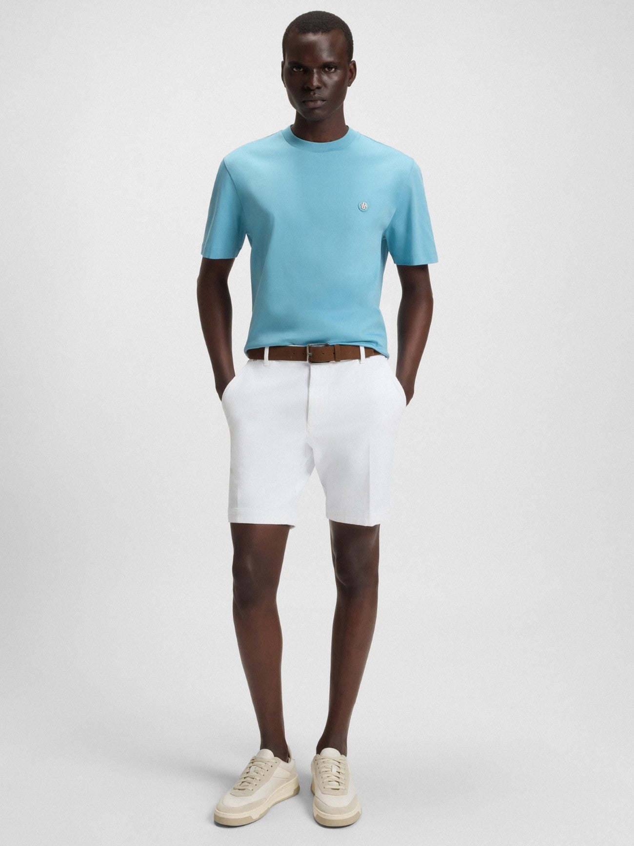 Mens White H-Slice Short