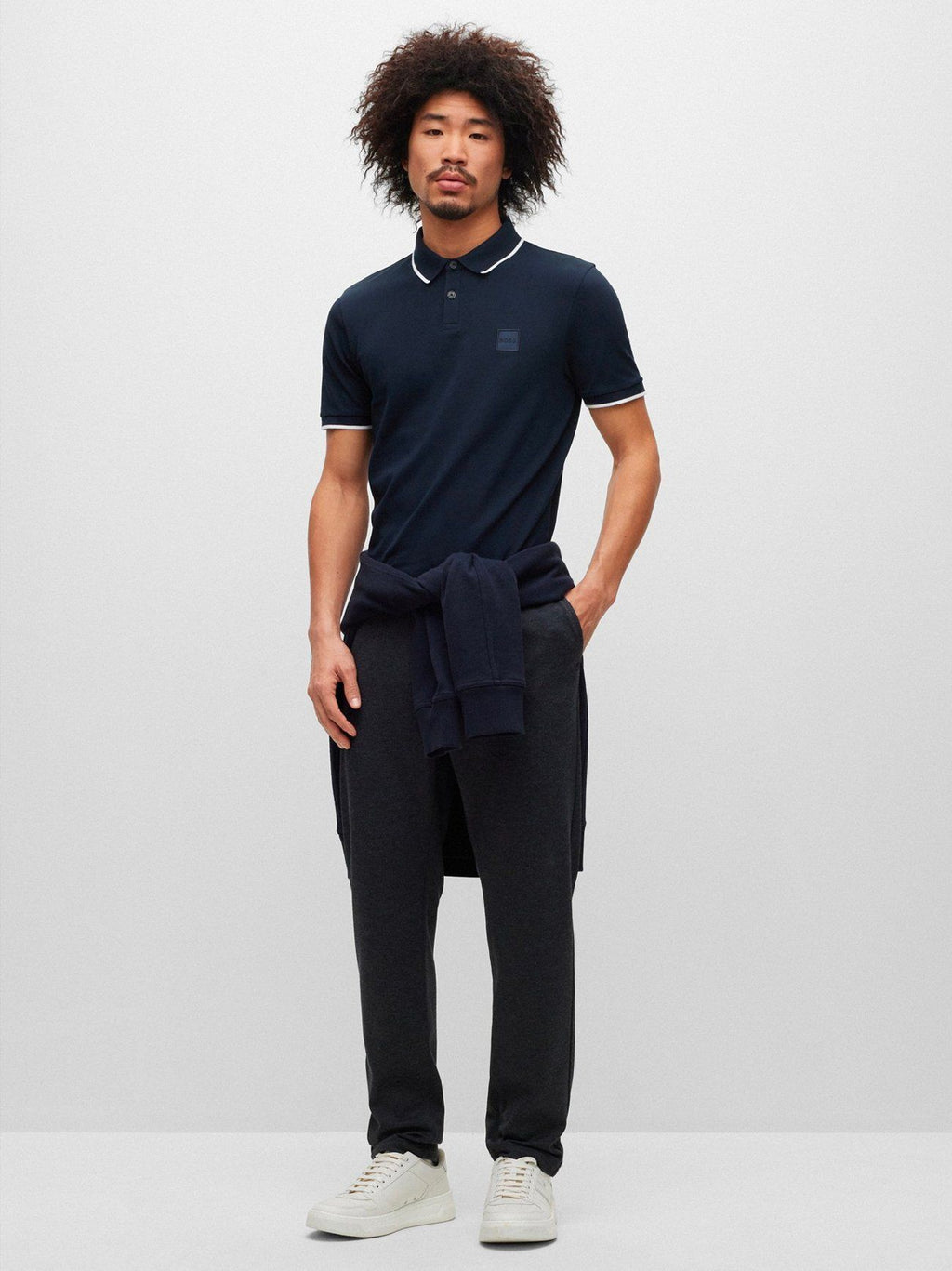 Mens Dark Blue Passertip Polo Shirt
