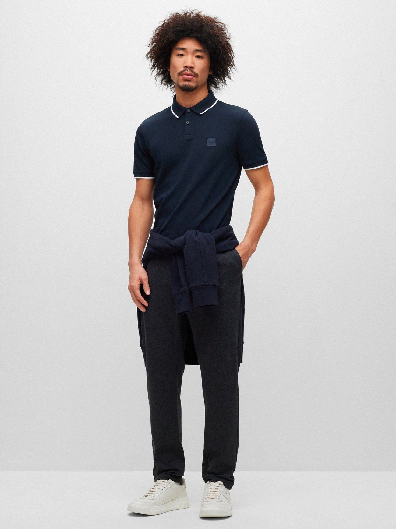 Mens Dark Blue Passertip Polo Shirt