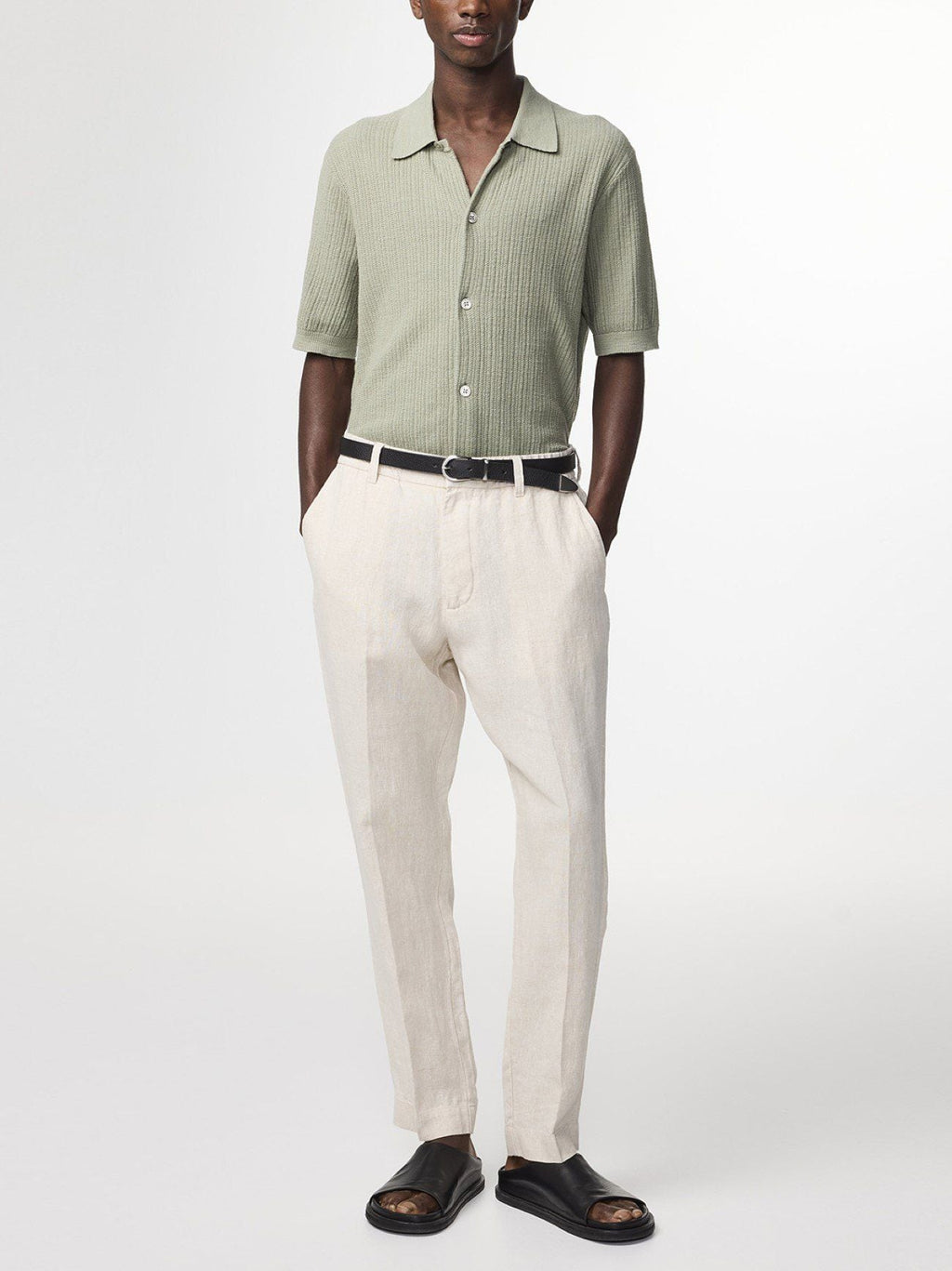 Mens Sage Green Nolan Polo Cardigan