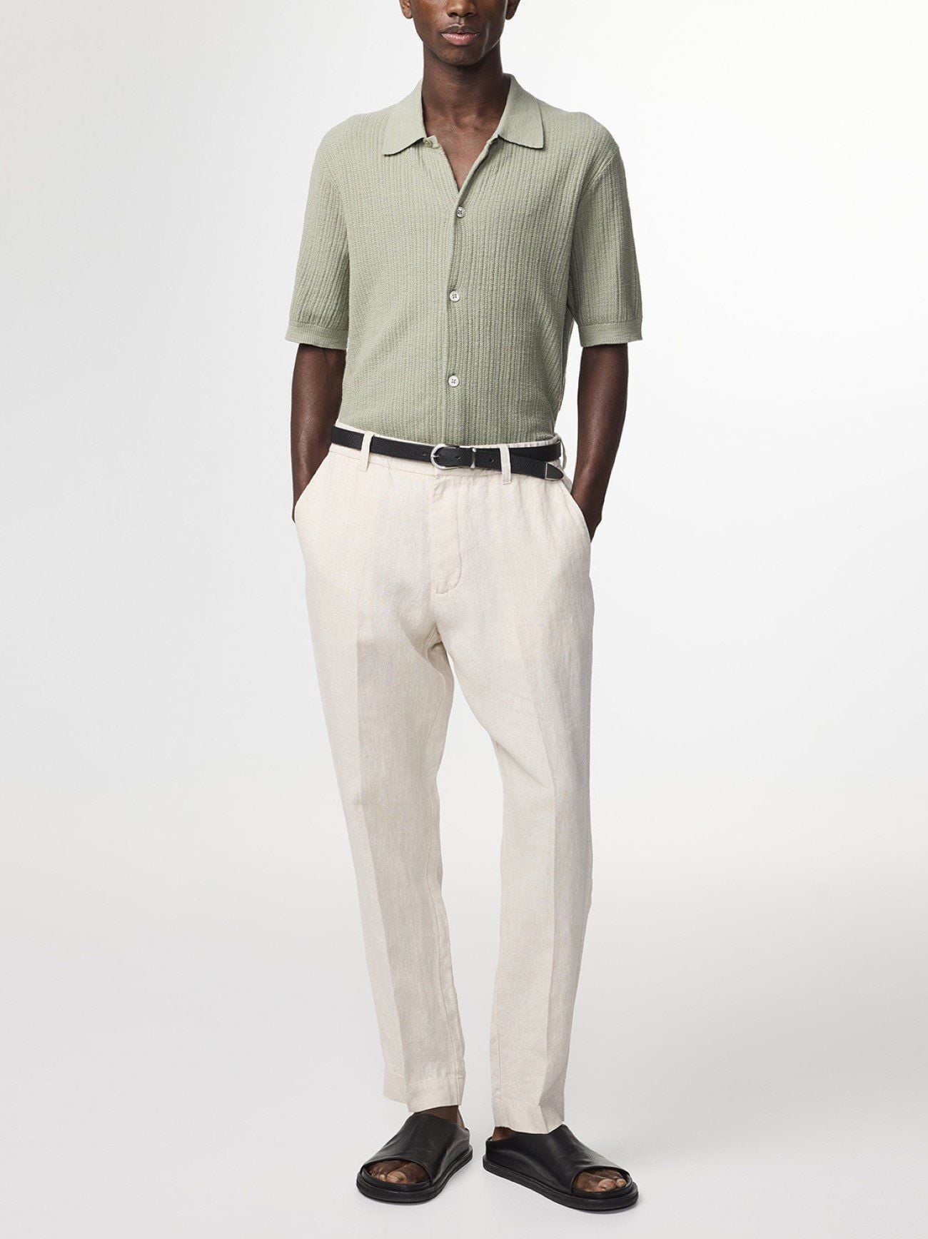 Mens Sage Green Nolan Polo Cardigan