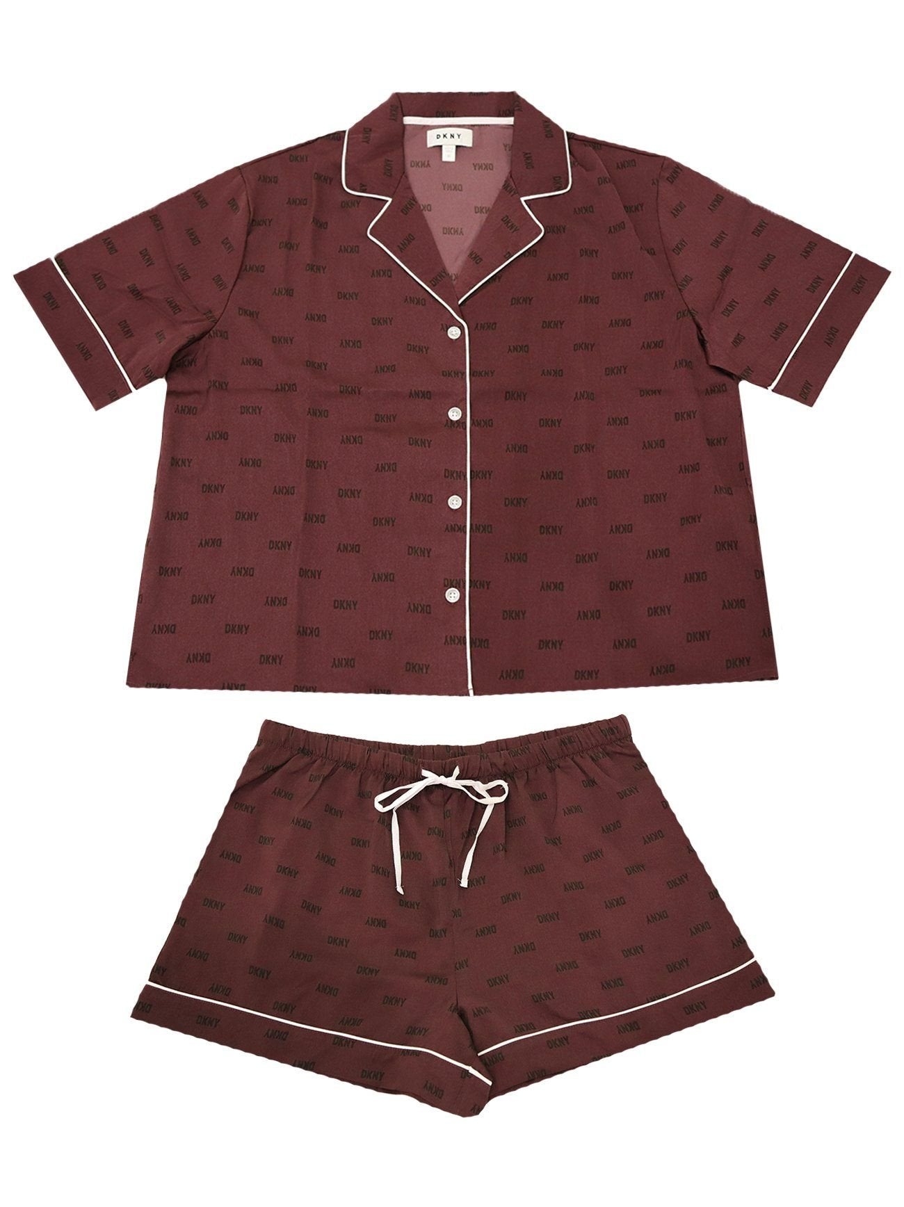 Womens Burgundy Print Short Pyjama Set