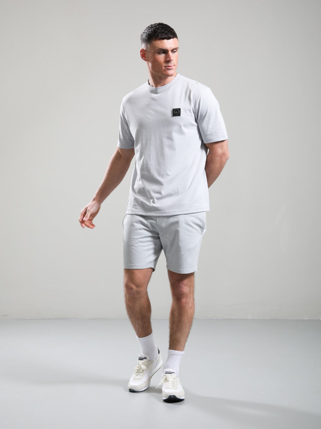 Mens Oceanic Grey Delta Print Logo Short