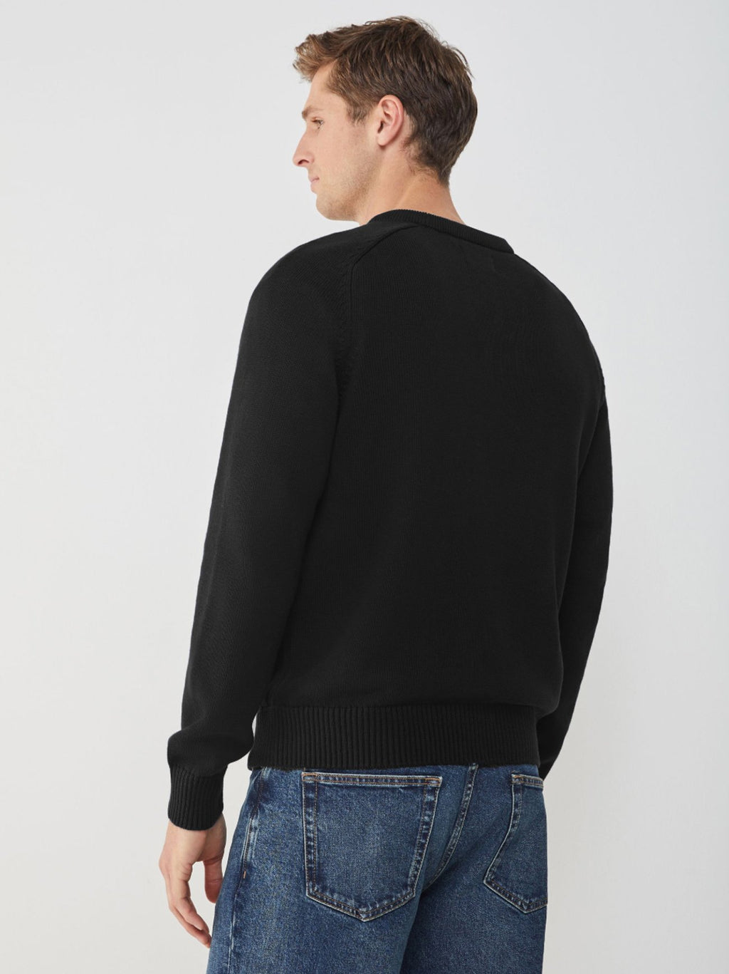Mens Black Casual Cotton Crew Neck Sweatshirt