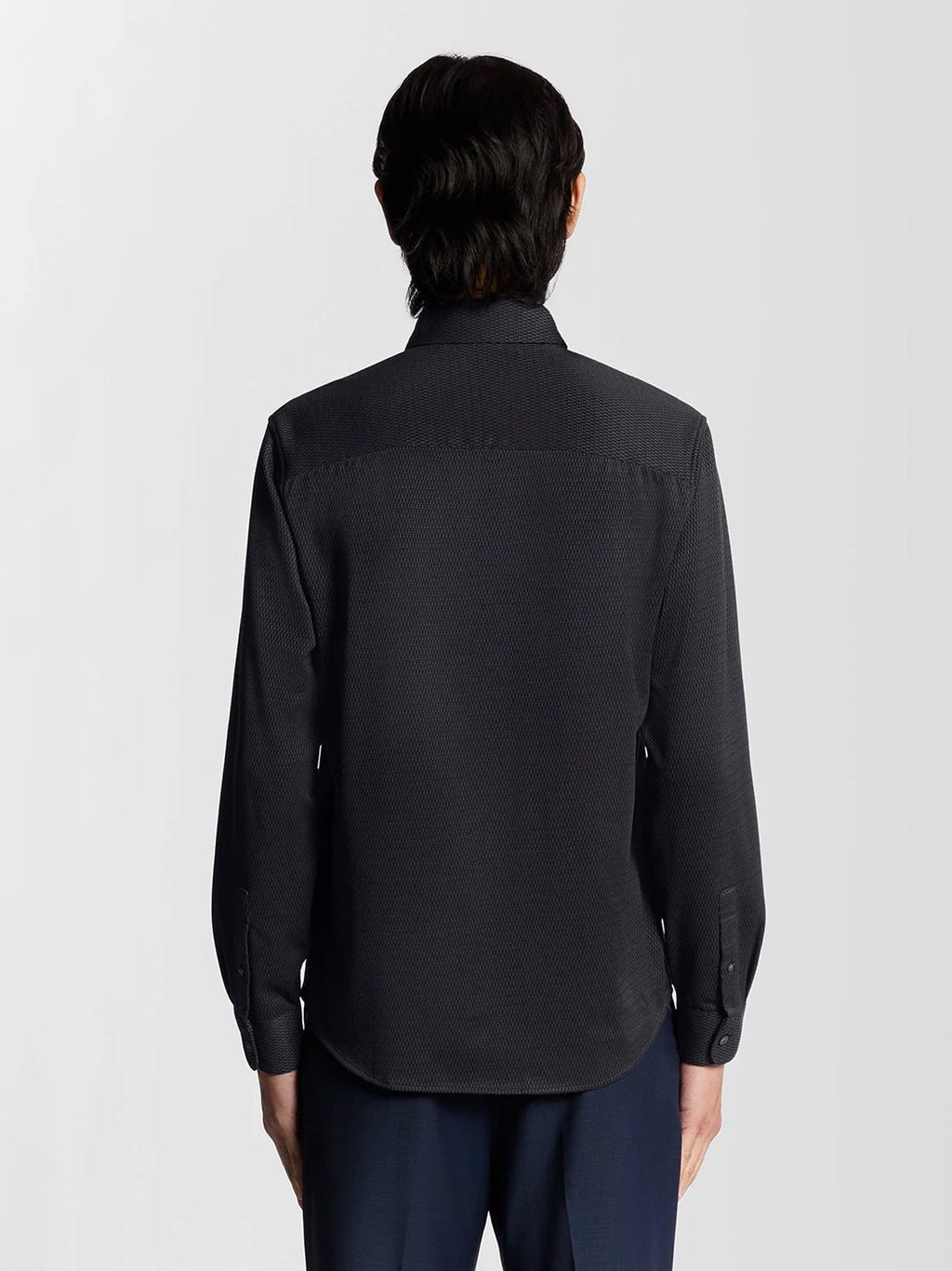 Mens Deep Navy Jacquard Interlock Shirt